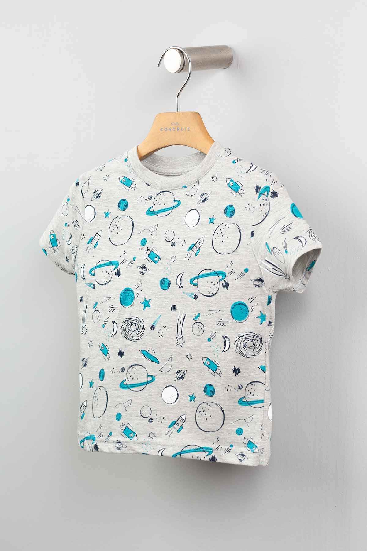 CONCRETE 1-Piece Pyjama T-Shirt for Boys, Grey - Safqqa Egypt