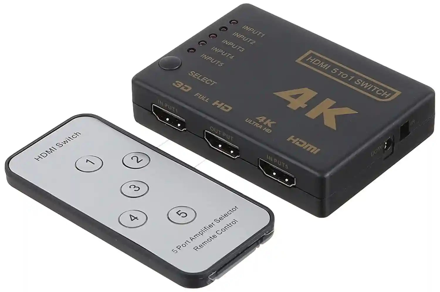 Keendex kx2266 hdmi switch 5x1 with ir wireless remote control (support ultra hd 3d 4k) - black - Safqqa Egypt