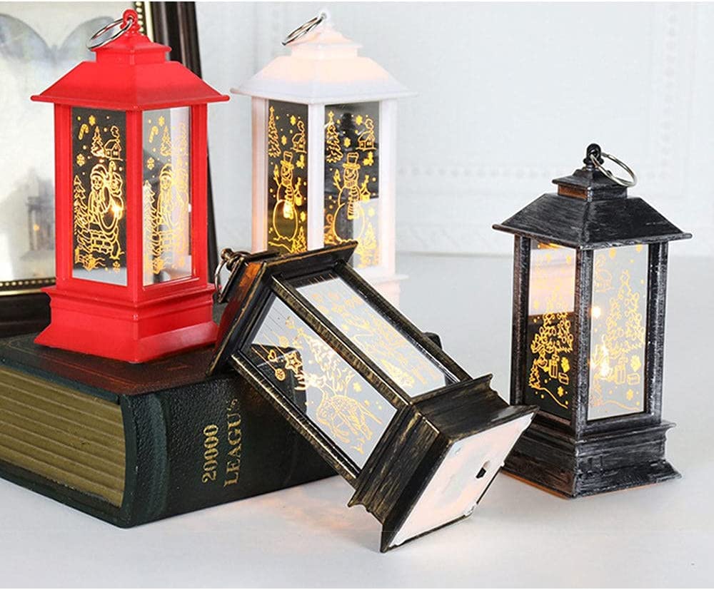 فانوس شمعدان كريسماس – مصباح ليلي مزين بسانتا وكل رجل الثلج