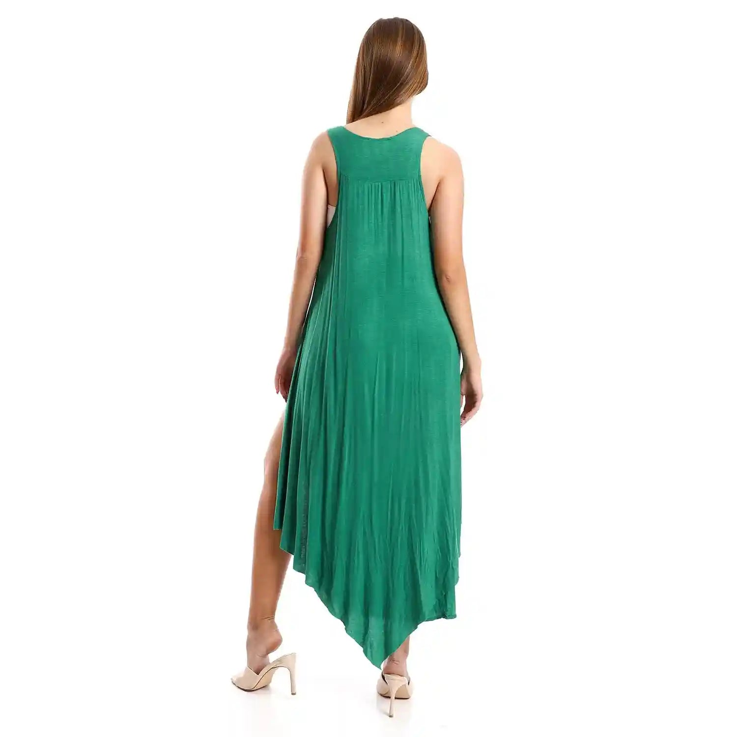 Jamila Women High Low Deep Round Casual Dress With Side Slits - Safqqa Egypt