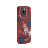 جراب CG MOBILE USPA PC/TPU بنمط رش وشعار حصان خفيف الوزن/أنيق/كلاسيكي/حماية من الصدمات/مقاوم للخدش متوافق مع iPhone 14 Pro max 6.1 بوصة (أحمر)