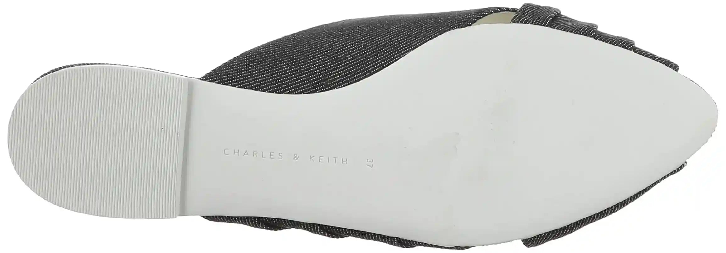 CHARLES & KEITH Fabric Sequin Embellished Peep Toe Plaid Flat Mules for Women - Safqqa Egypt