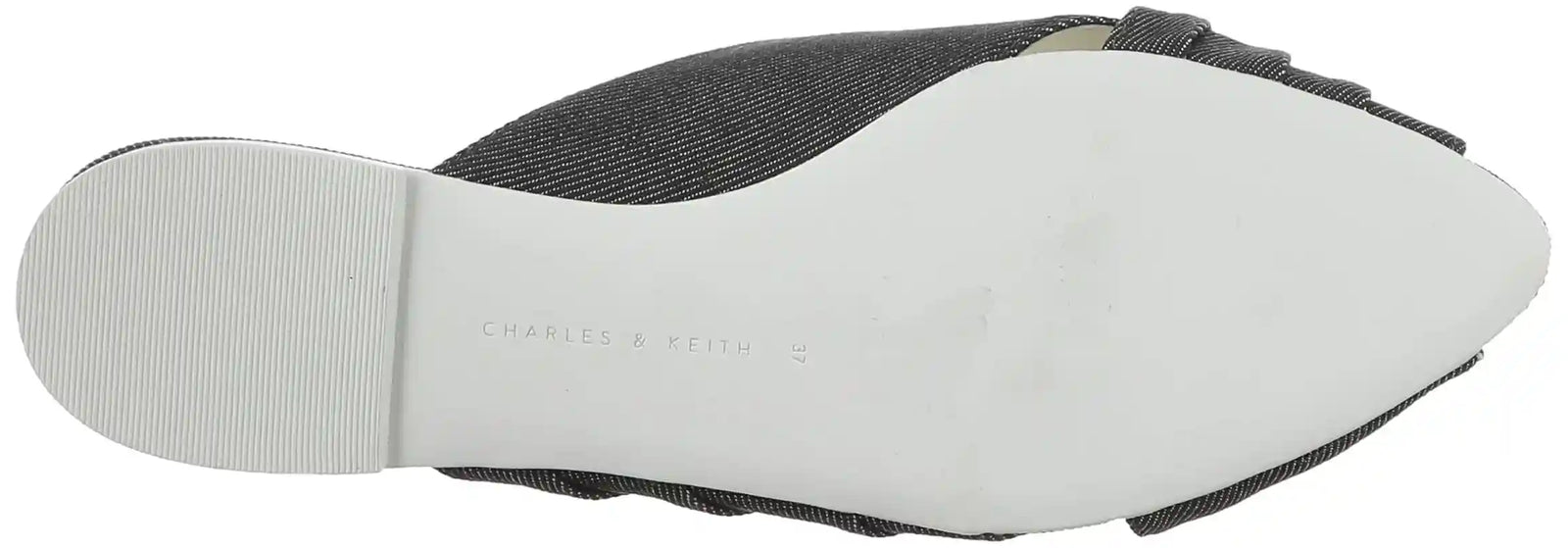 CHARLES & KEITH Fabric Sequin Embellished Peep Toe Plaid Flat Mules for Women - Safqqa Egypt