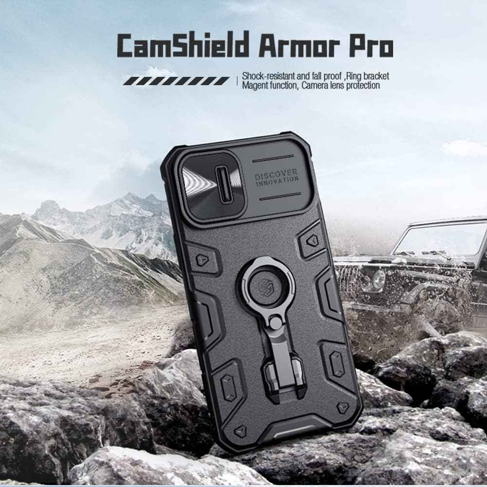 Nillkin CamShield Armor Pro Magnetic Series Cover Case Designed For Apple iPhone 14 Plus - Dark Green - Safqqa Egypt