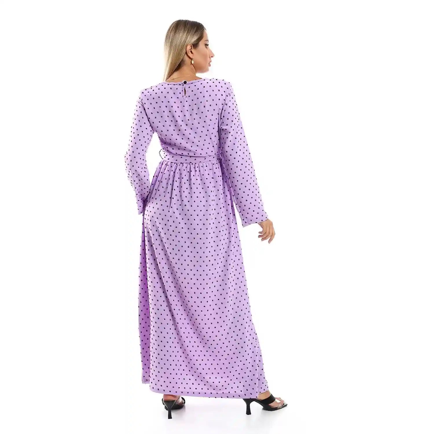 Jamila Women Long Sleeves Long Dress with Adjustable Belt Dress - Safqqa Egypt