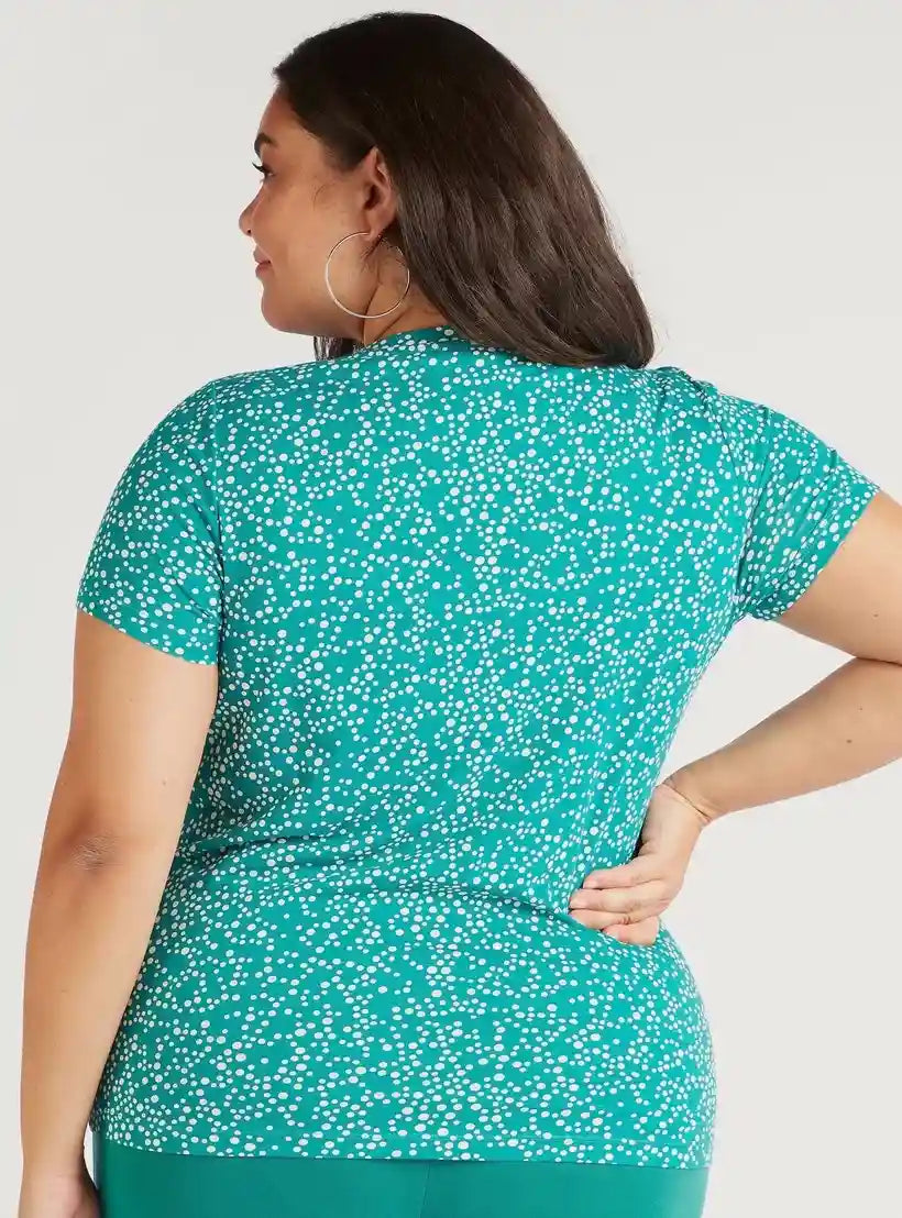 All-Over Print Round Neck T-shirt with Short Sleeves - Safqqa Egypt