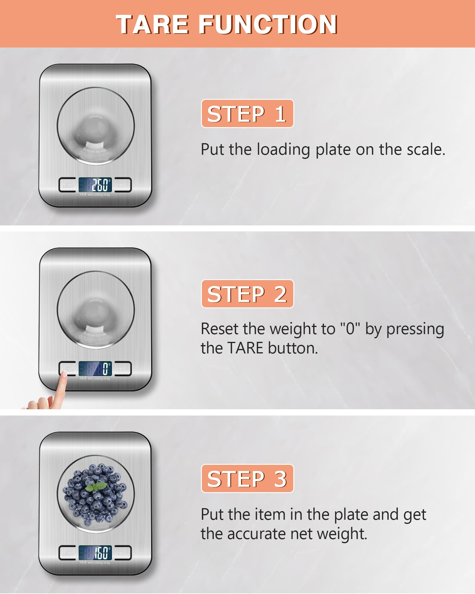 ميزان المطبخ الرقمي أداة دقيقة ومريحة للخبز والطهي والتحكم في المقادير. بسعة 10 كجم، يمكنه قياس الكميات الصغيرة والكبيرة بسهولة. توفر الشاشة LCD قراءة واضحة
