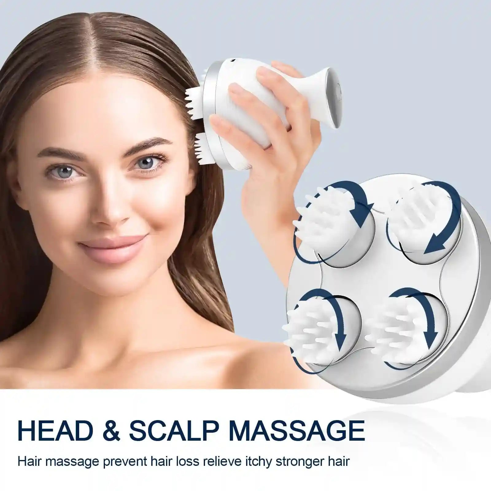 LIARTY White Electric Scalp Head Massager With 4 Removable Heads Attachments For Stimulating Hair Growth - Safqqa Egypt