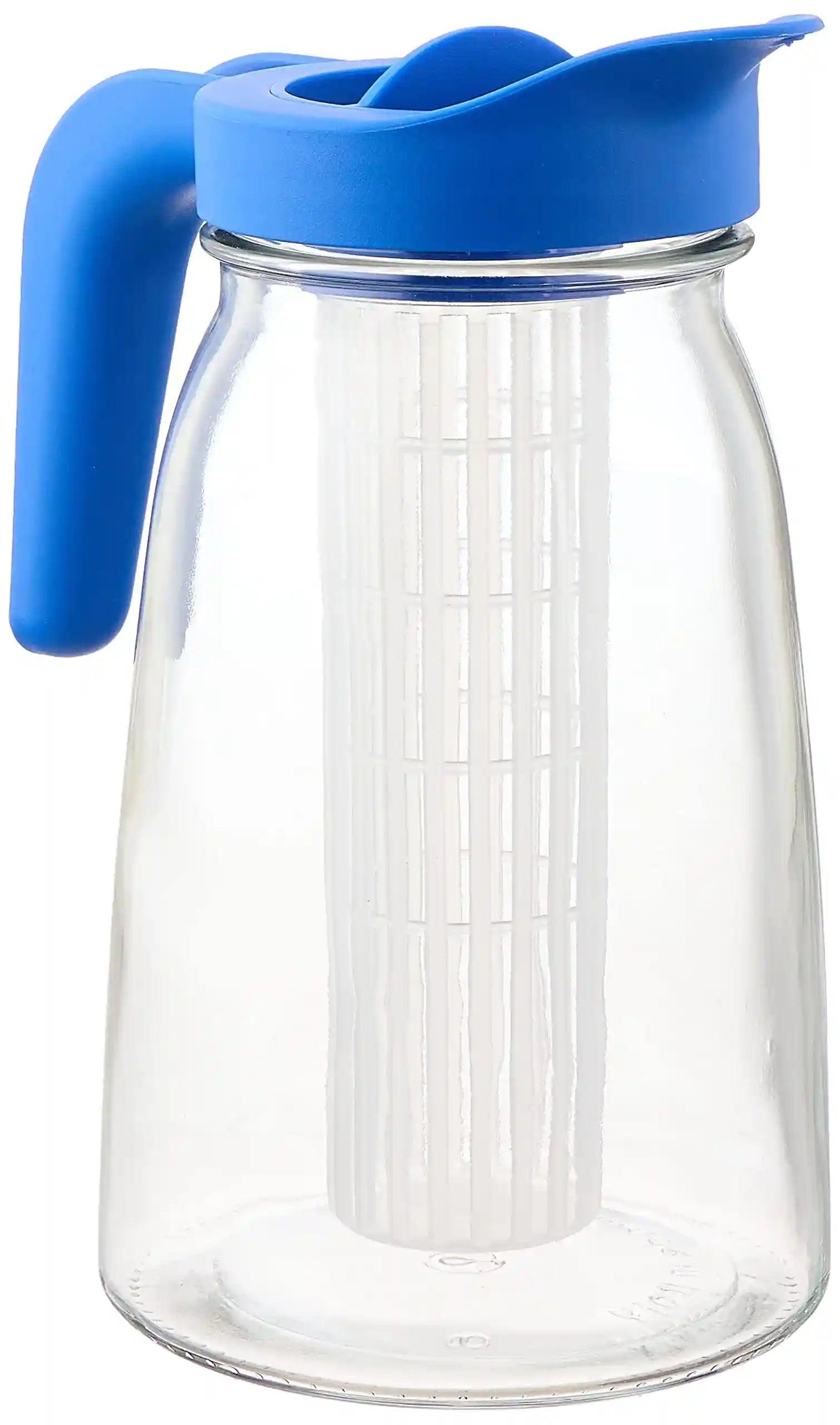 Borgonovo Serving Jug with Freezer Stick, Lid and Filter, 1.5 Liters - Blue & Clear - Safqqa Egypt