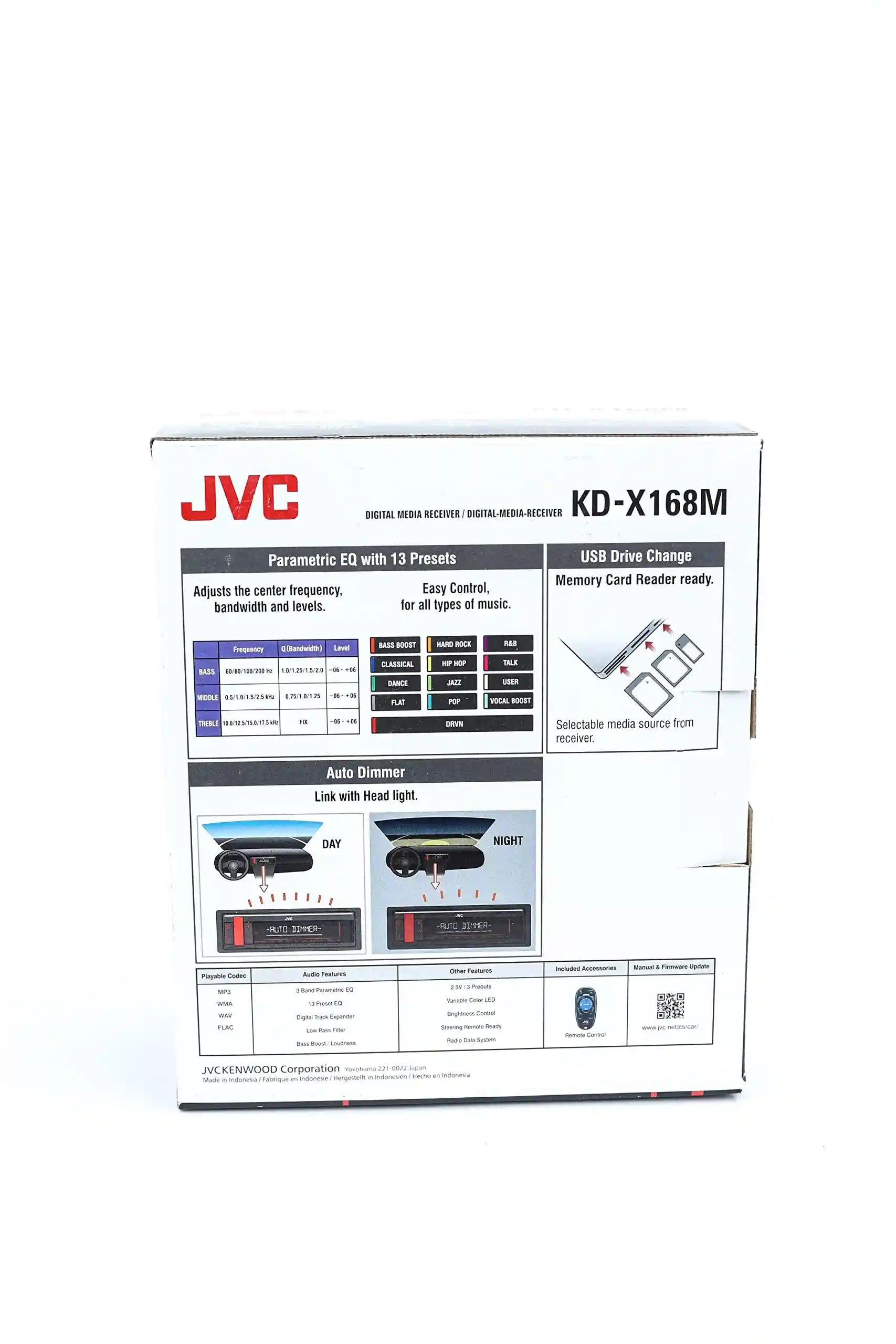 "JVC KD-X168M Car Audio Receiver – Bluetooth, USB, Radio, MP3 Playback, Android Compatible, Remote Control Included" - Safqqa Egypt