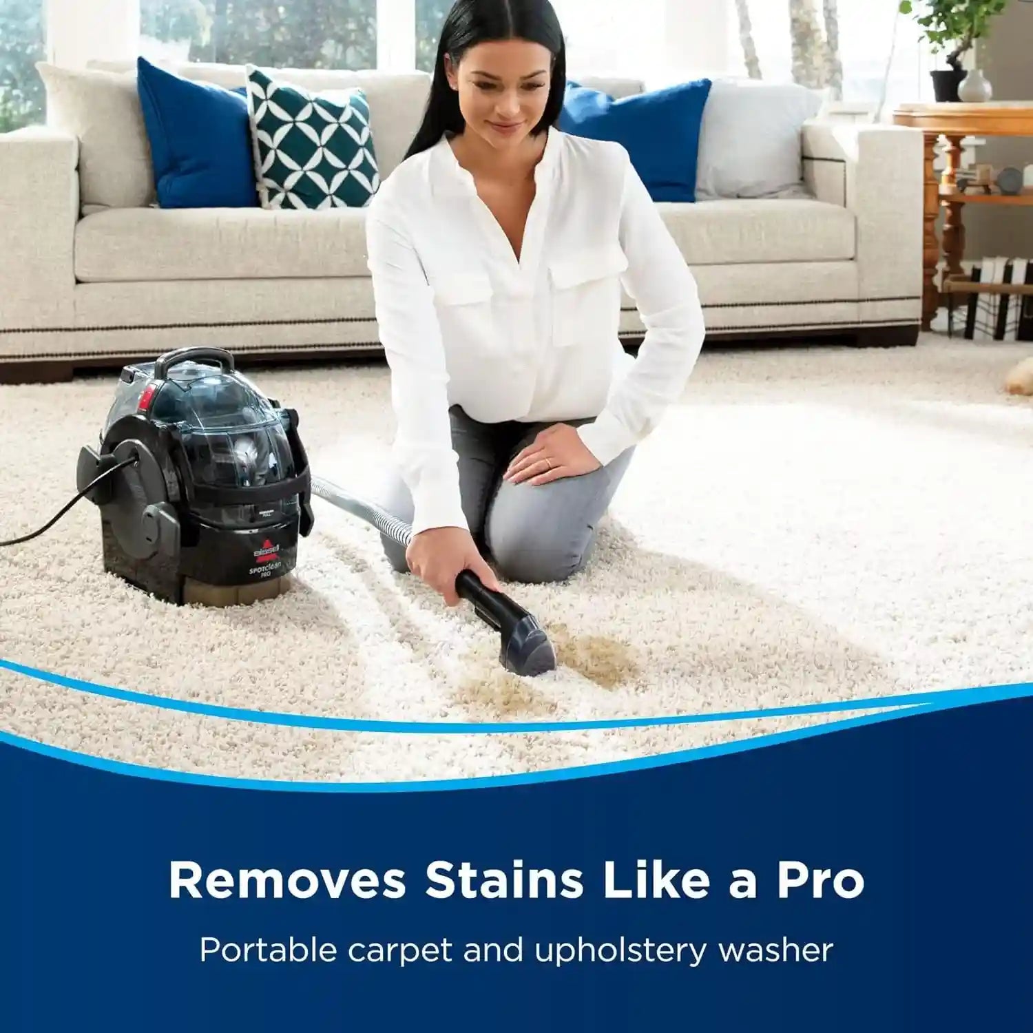 Bissell SpotClean Pro (1558G), Most Powerful Portable Professional Carpet Cleaner, Removes Spots, Spills & Stains, Cleans Carpets Stairs, Upholstery and Car Seats Black 4 Count (Pack of 1), 1558G- Have Scratches and Without liquid - Safqqa Egypt