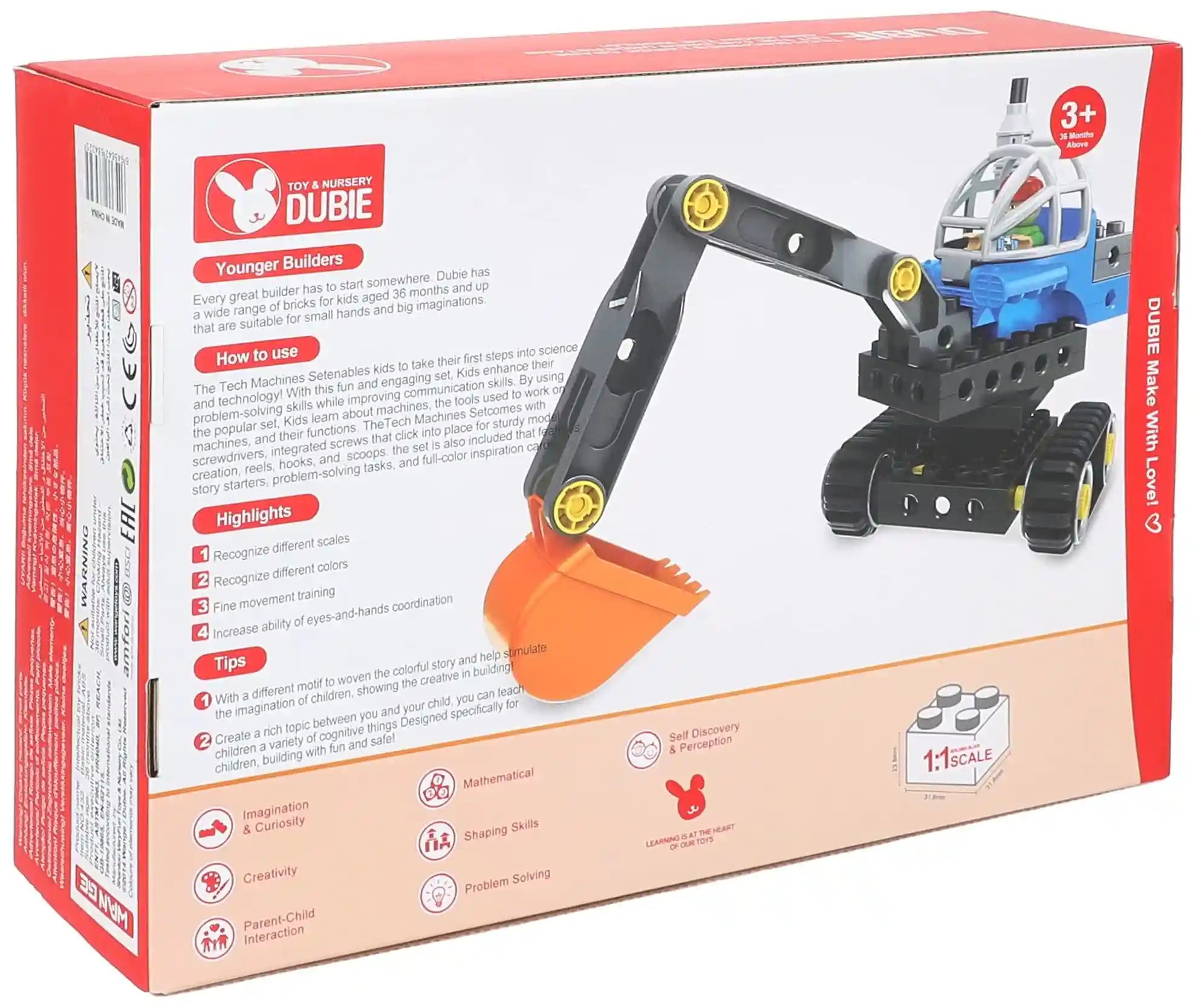 Dubie Tech Machines Large Crane 5-in-1 - Includes 38 Pieces and 5 Learning Cards - Safqqa Egypt