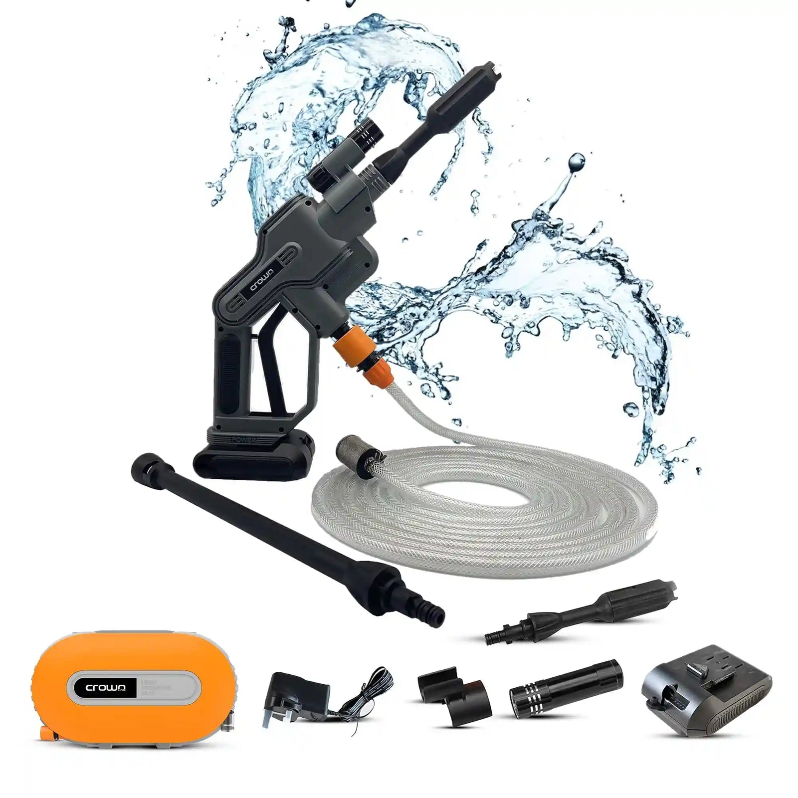 Crownline Cpw 264 Cordless Pressure Washer, 200 290 Psi/14 20 Bar, Battery: Dc 18.5V, Power: 130W,Ac 100 240 V, 50/60 Hz, - Safqqa Egypt