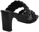 Pixi Faux Leather Square-Toe Braided Block-Heel Sandals For Women