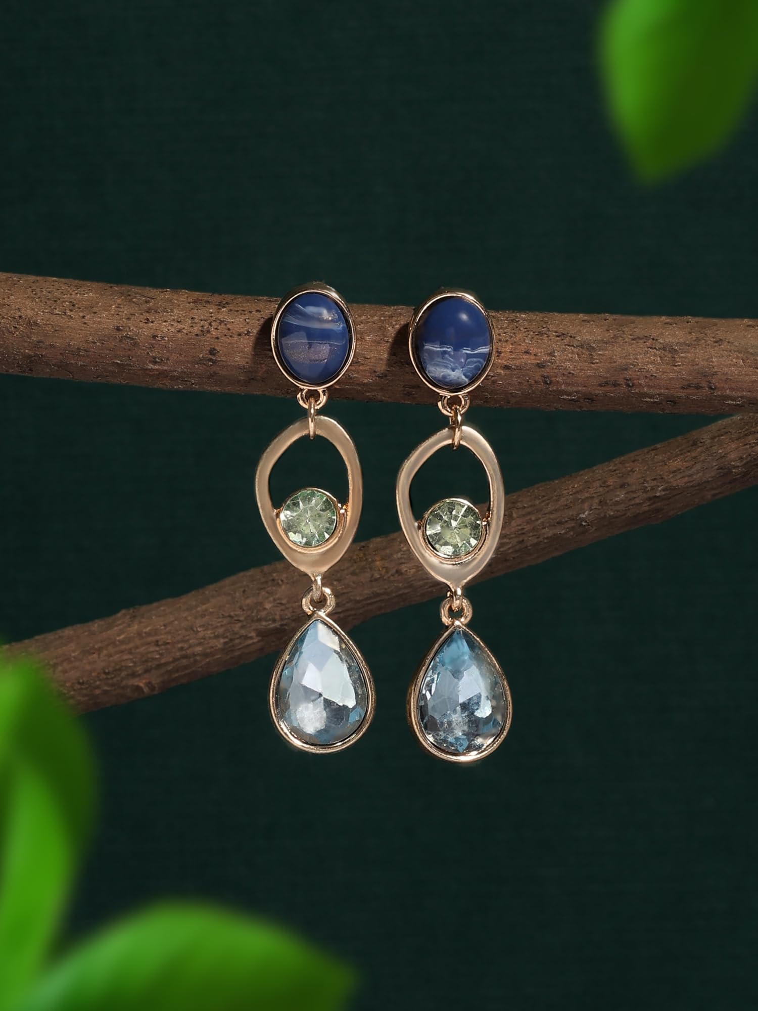 Zaveri Pearls Stones Embellished Classy Drop Earrings For Women - Safqqa Egypt