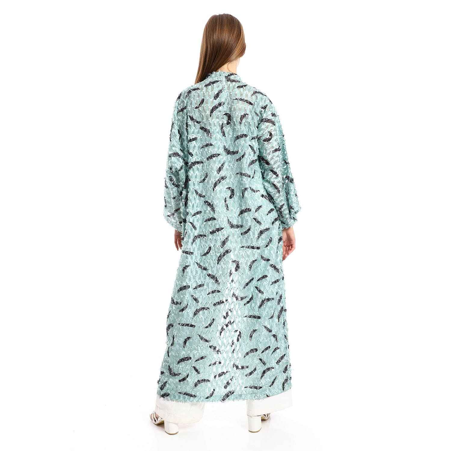 JAMILA Women Eyelash Open Neckline Long Cardigan SWEATER - Safqqa Egypt