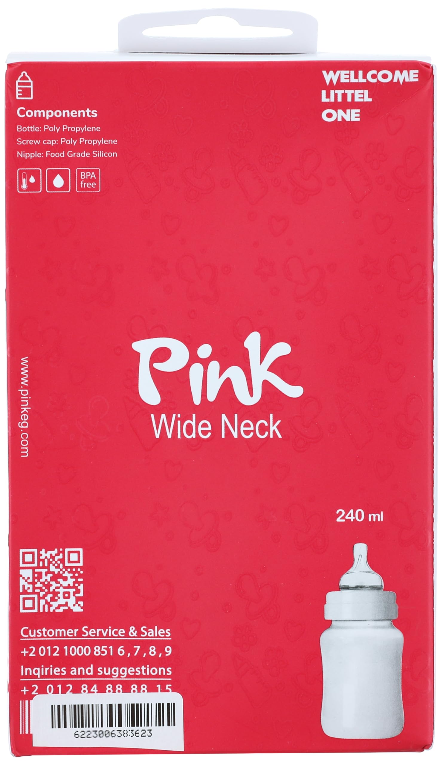 Pink & Blue Premium Feeding Bottle with Handle, 240 ml