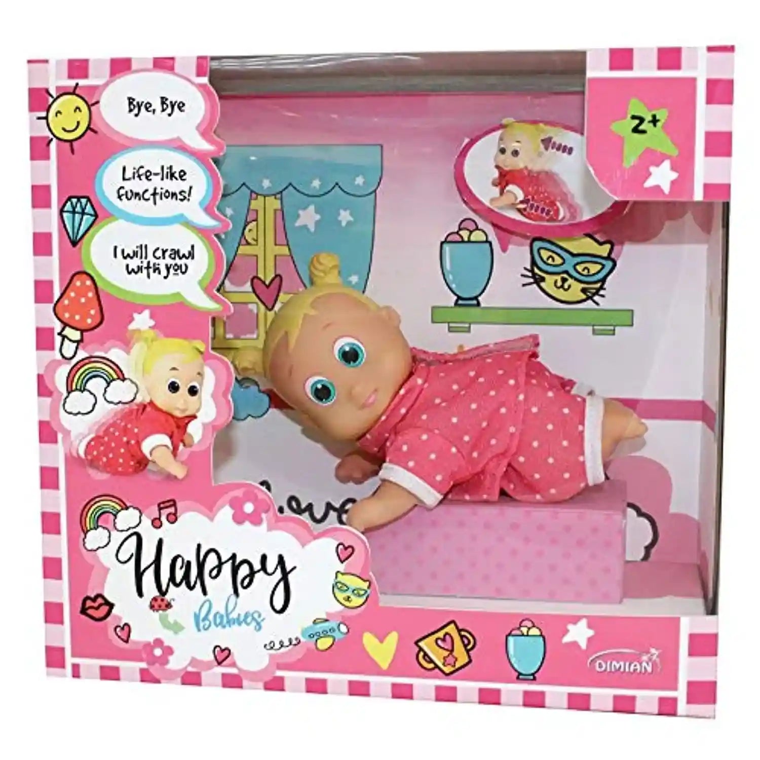 Dimina Happy Babies Crawling Baby Doll, 16 cm - Safqqa Egypt