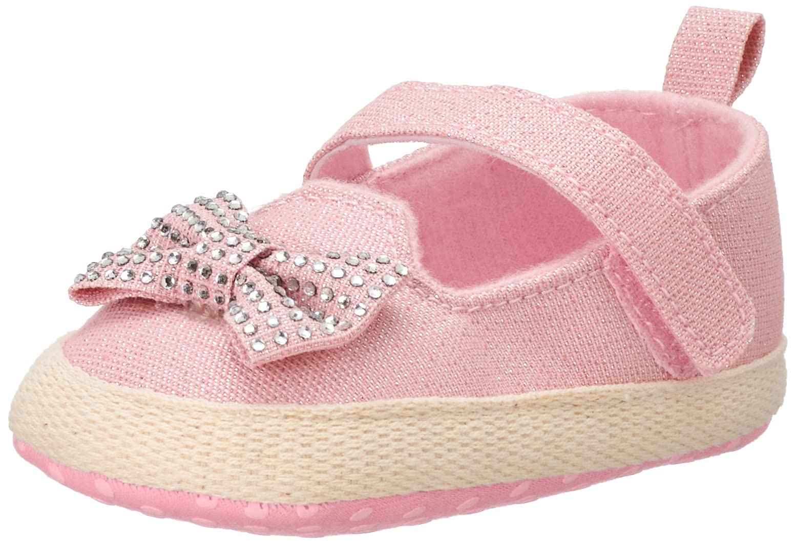 Mix & Max Velcro-Strap Bow-Detail Contrast-Sole Shoes for Girls - Pink, 9-12 Months - Safqqa Egypt