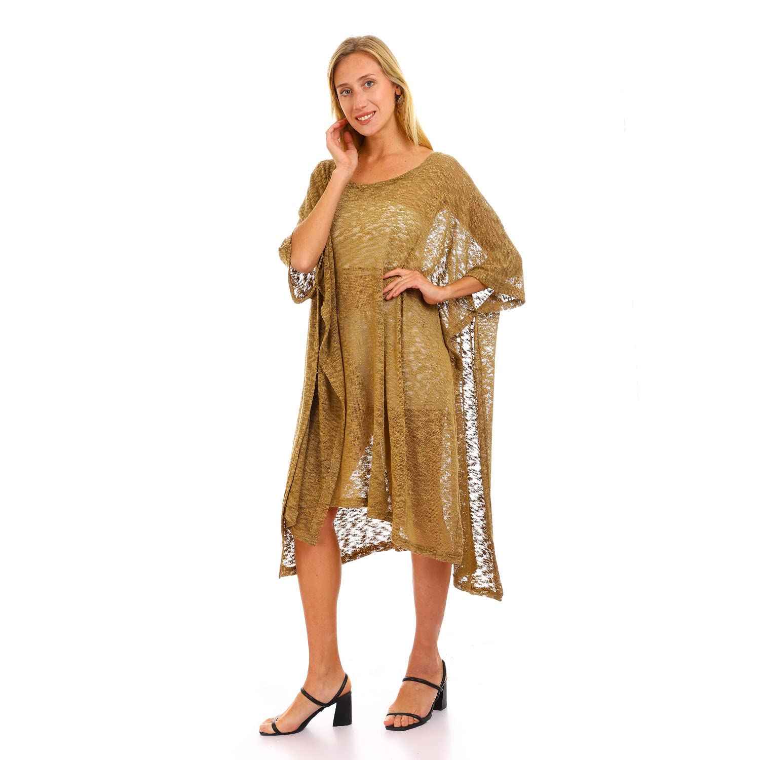 Jamila Women Knitted Loose Wide Round Cover up - Safqqa Egypt
