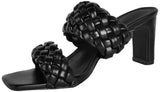 Pixi Faux Leather Square-Toe Braided Block-Heel Sandals For Women