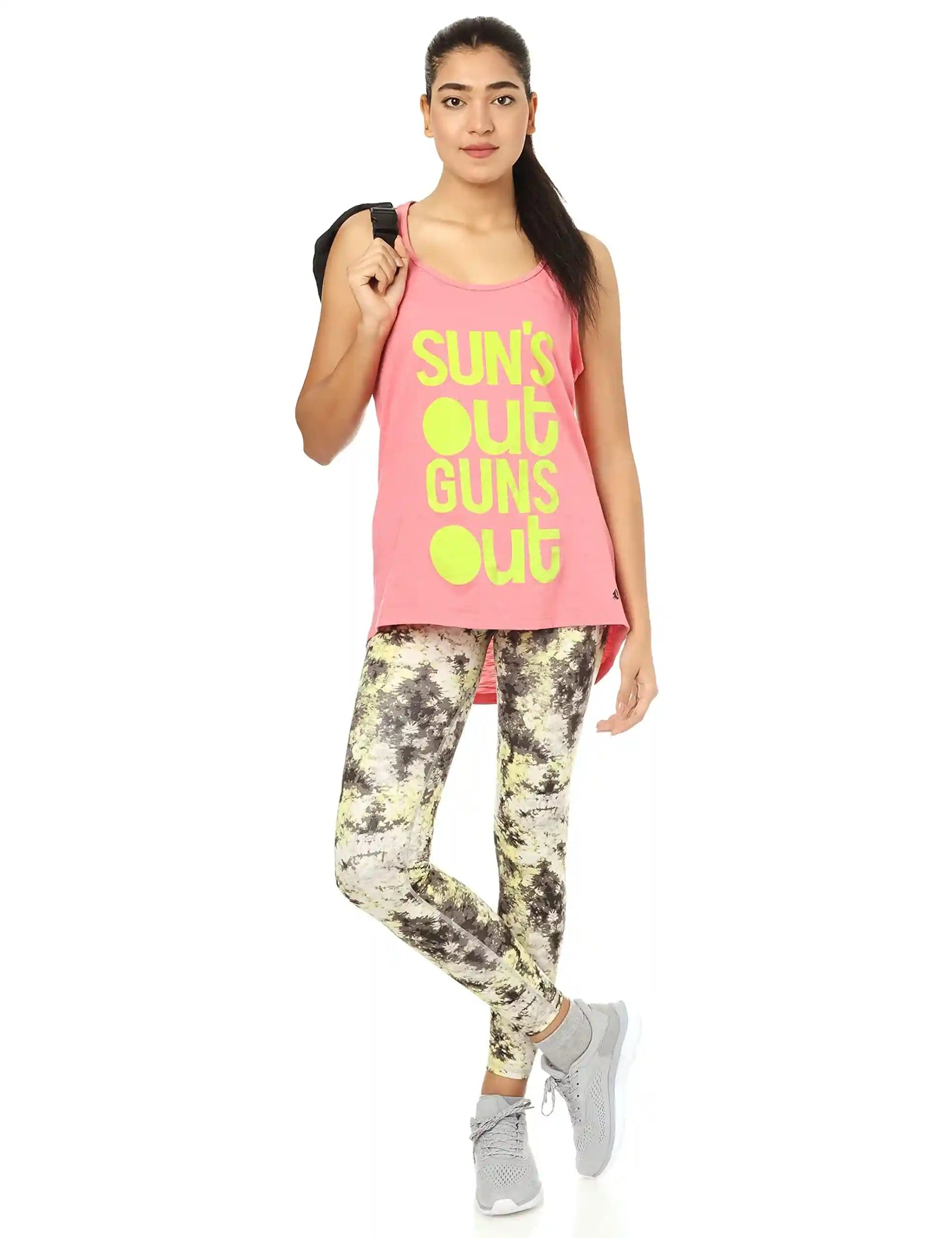 U Athleisure Letter-Printed Scoop-Neck Tank Top with Back CUt-OUt for Women - Safqqa Egypt