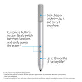 HP Pen Stylus with Pressure Sensitivity for Windows Pen Enabled Laptops, 18-Month Battery Life Precision Function Buttons Premium - Silver