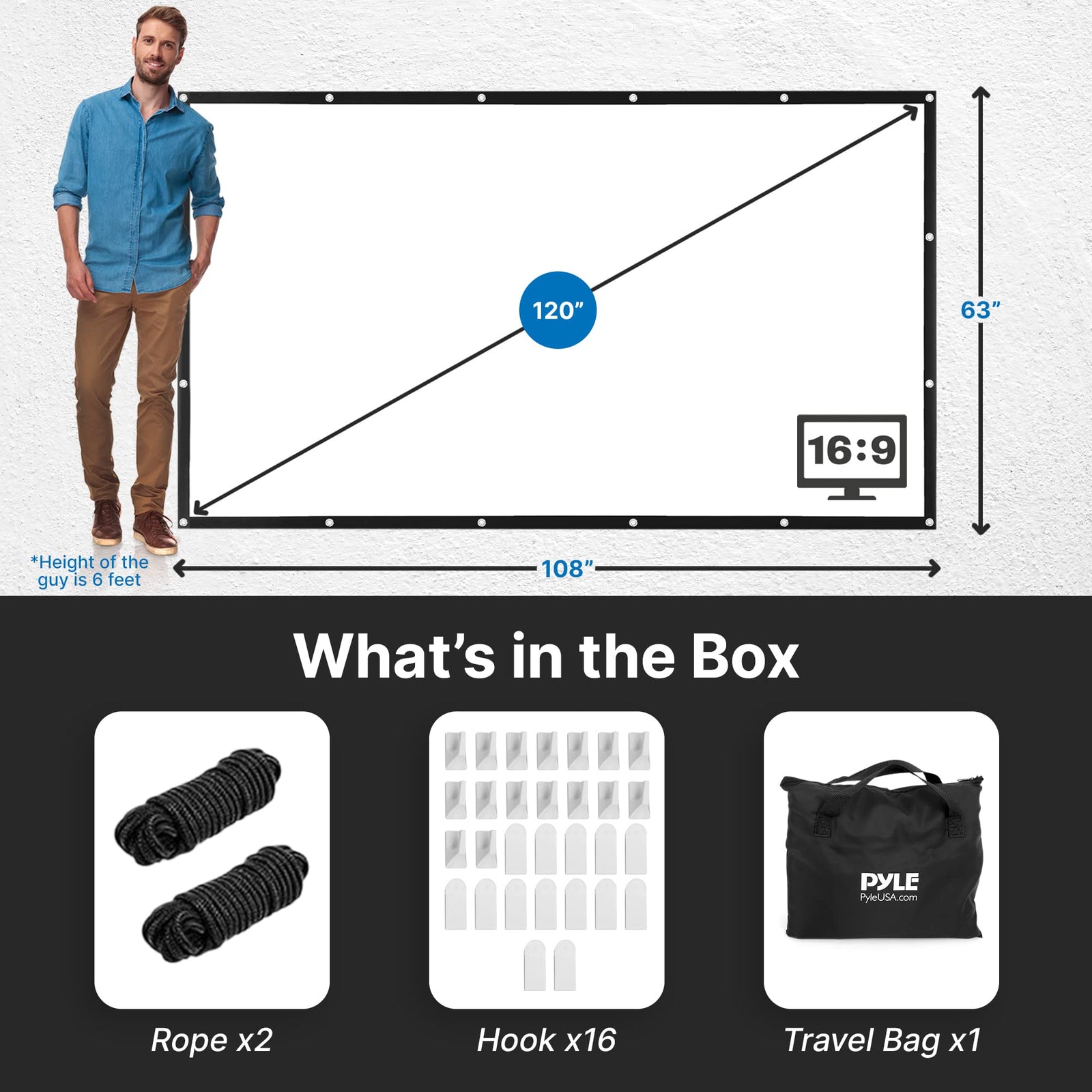 شاشة العرض القابلة للطي من بايل مقاس 120 بوصة بنسبة 16:9 الخيار المثالي لتجربة مشاهدة غامرة في أي مكان. مصنوعة من قماش خفيف مقاوم للتجاعيد يوفر صورة ناعمة وواضحة سواء للأفلام أو العروض التقديمية
