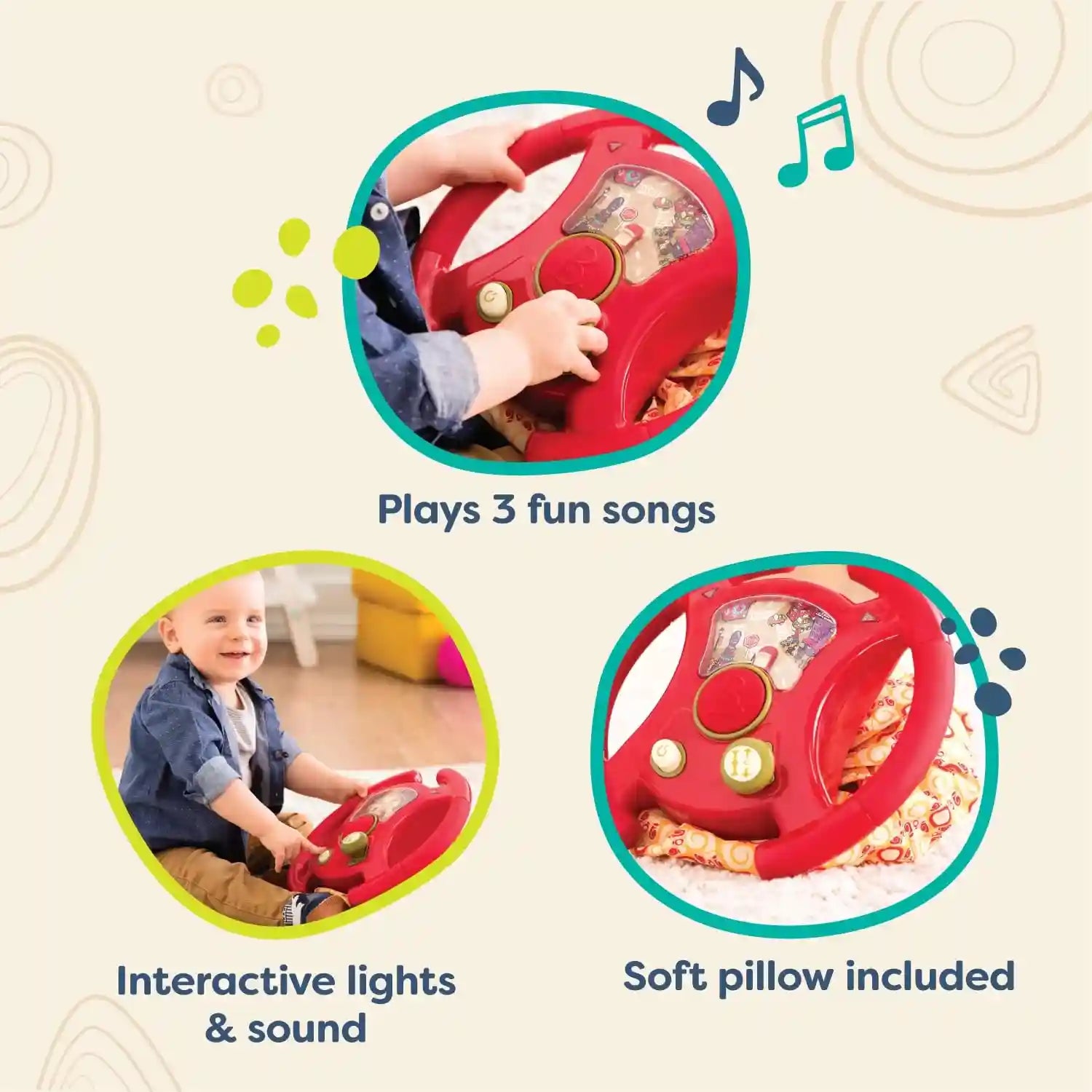 B. toys by battat bx1148z youturns steering wheel-interactive driving toy for toddlers - Safqqa Egypt