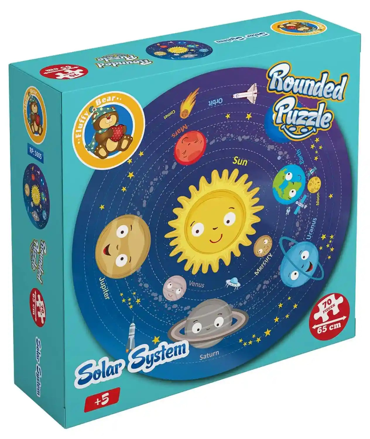Fluffy Bear Solar System Shaped Round Puzzle - 70 Pieces - Safqqa Egypt