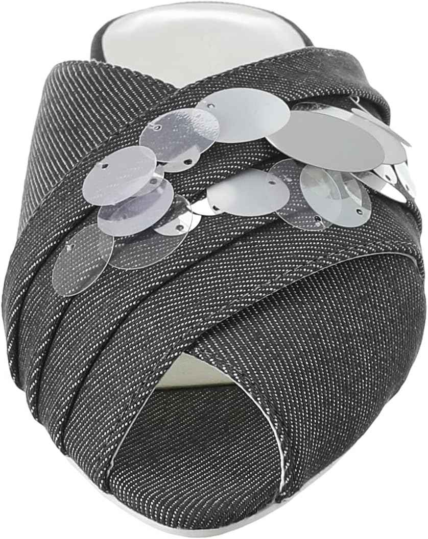 CHARLES & KEITH Fabric Sequin Embellished Peep Toe Plaid Flat Mules for Women - Safqqa Egypt