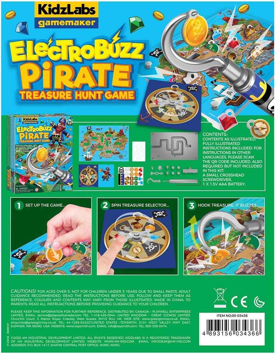 4M Electrobuzz Pirate Game from KidzLabs Gamemaker – Build, Play, and Compete, Test Your Steady Hand to Collect Treasures Without Setting Off the Buzzer, Ages 5+ - Safqqa Egypt