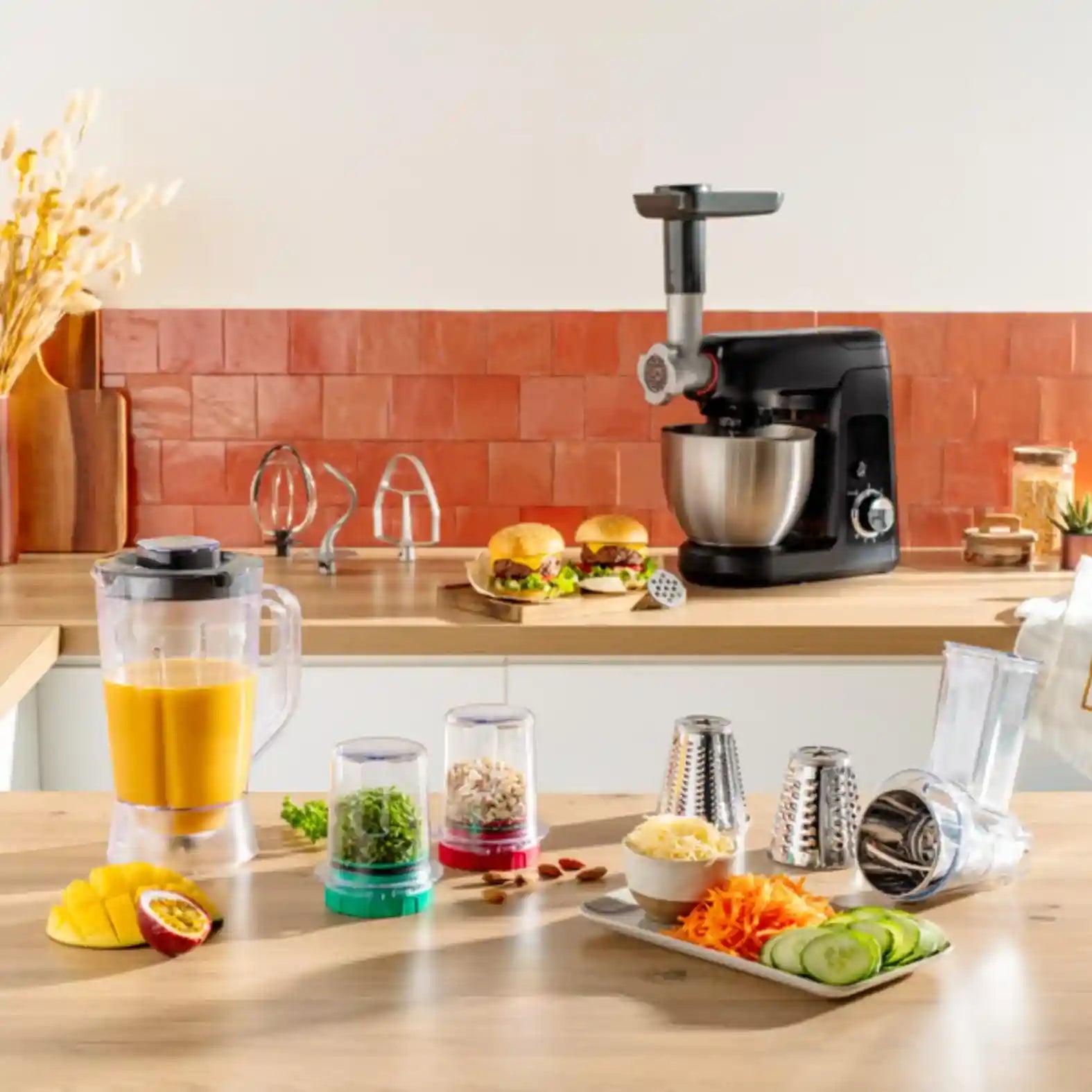 Moulinex Kitchen Machine | Bake Partner| 1100 W | Stand Mixer | 4.8 L Bowl | 8 Speeds + Pulse Function | Durable Performance | BakeGood Accessory Kit |QA525827 - Safqqa Egypt