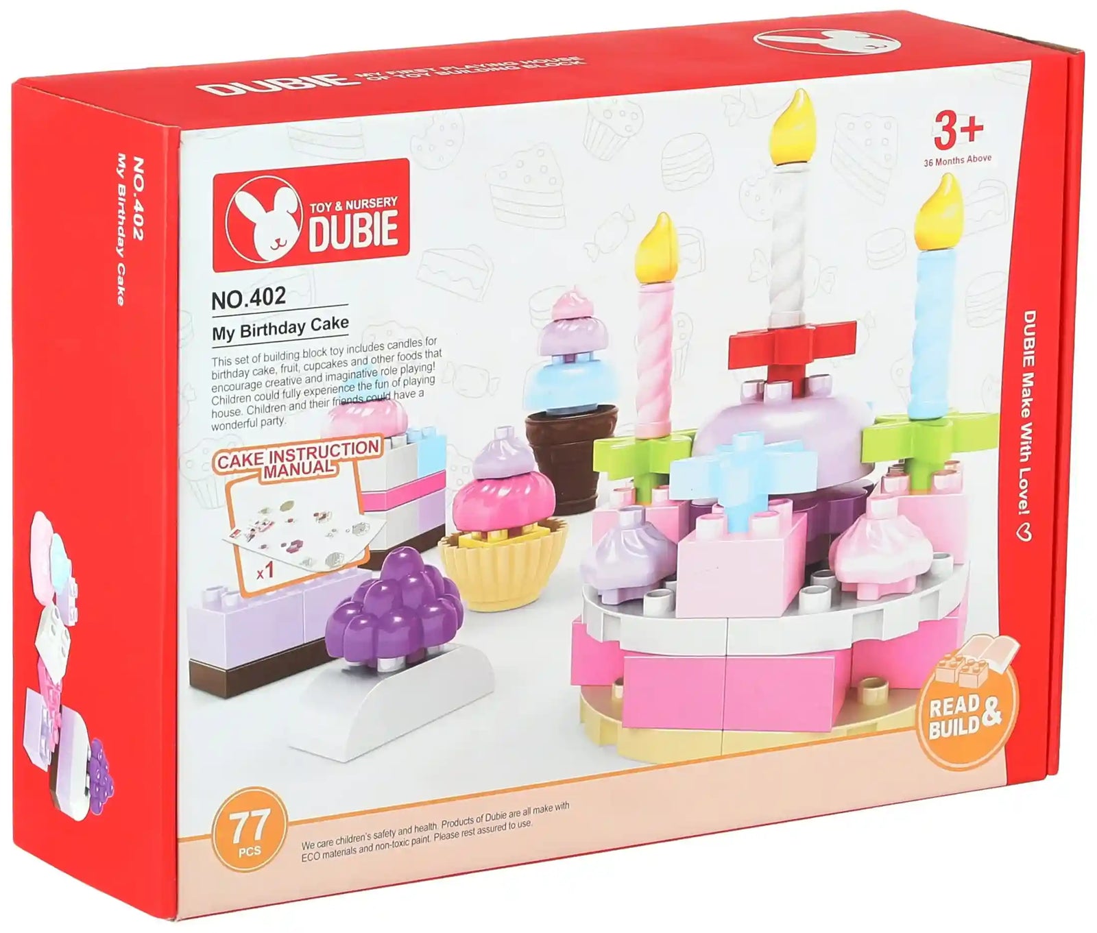 Dubie 402 Birthday Cake Shaped Building Blocks - 77 Pieces - Safqqa Egypt