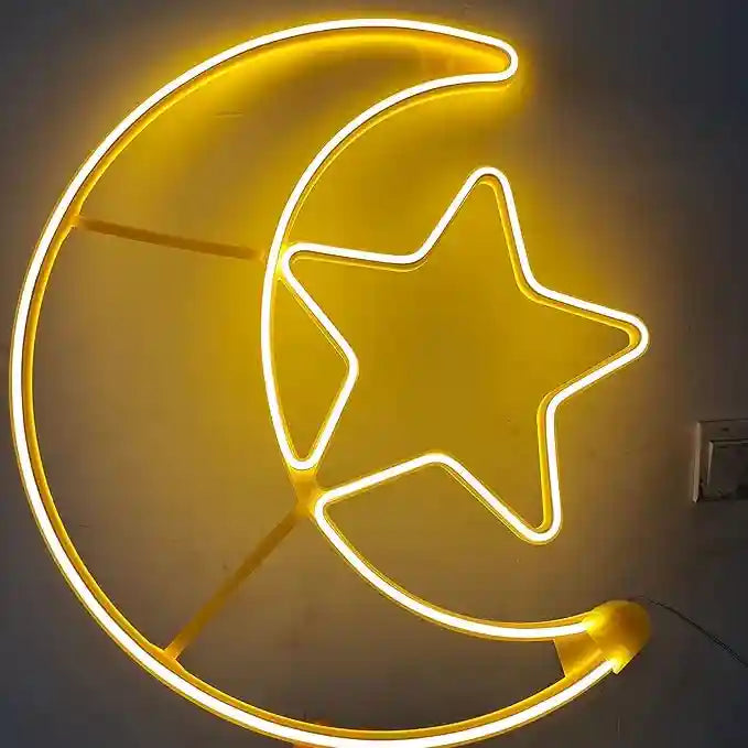 Ramadan Lights, Moon Star Lamp, Ramadan Decor, LED Lamp String, WARM YELLOW COLOR - Safqqa Egypt