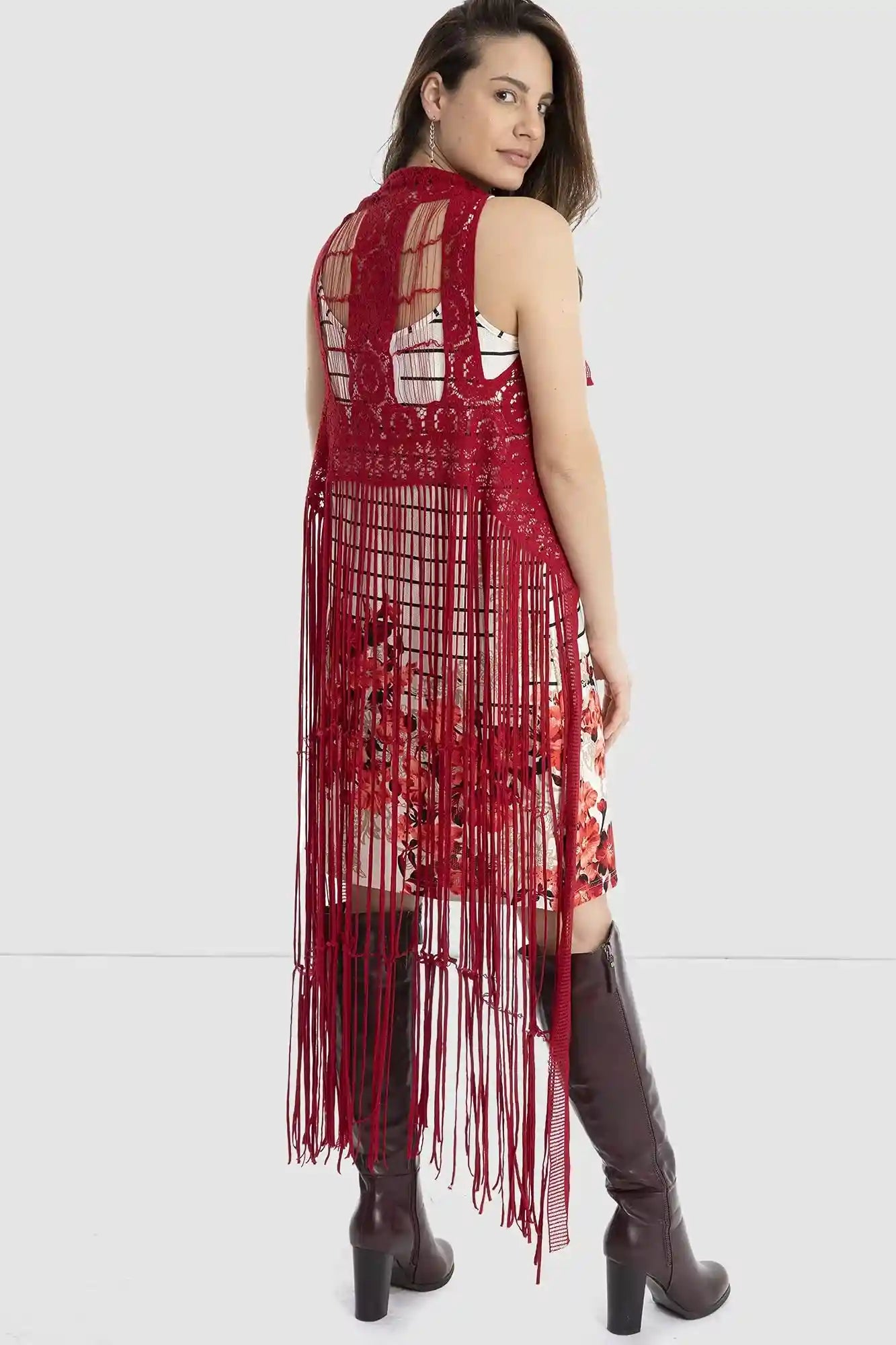 JAMILA Women fringed net cardigan SWEATER - Safqqa Egypt