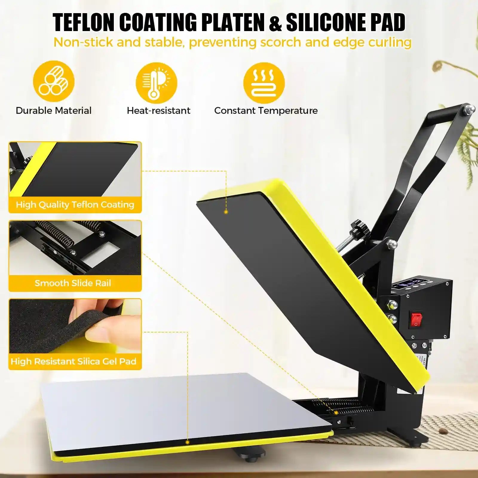 Whubefy - 15" x 15" Sliding Heat Press, Heat Press Machine for T-Shirts, Bags, Mouse Pads and More, Dual Tube Fast Heating, Printer - Safqqa Egypt