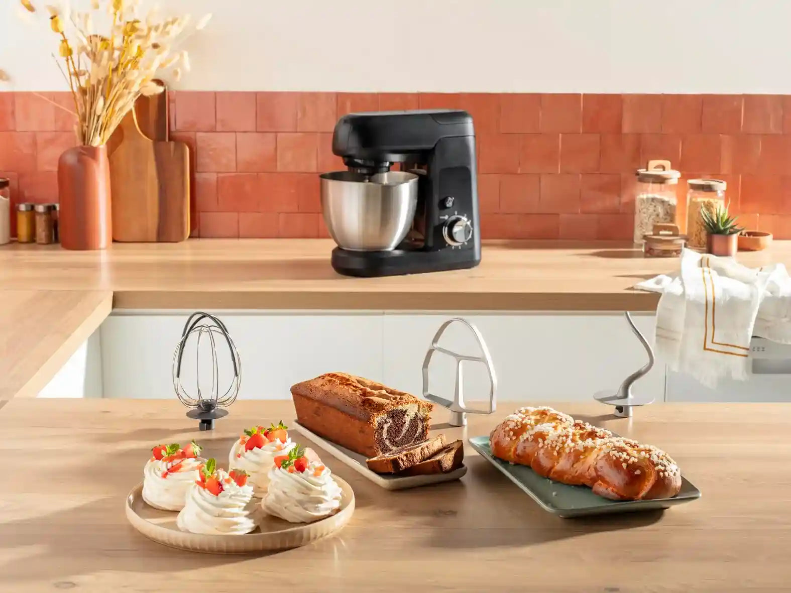 Moulinex Kitchen Machine | Bake Partner| 1100 W | Stand Mixer | 4.8 L Bowl | 8 Speeds + Pulse Function | Durable Performance | BakeGood Accessory Kit |QA525827 - Safqqa Egypt