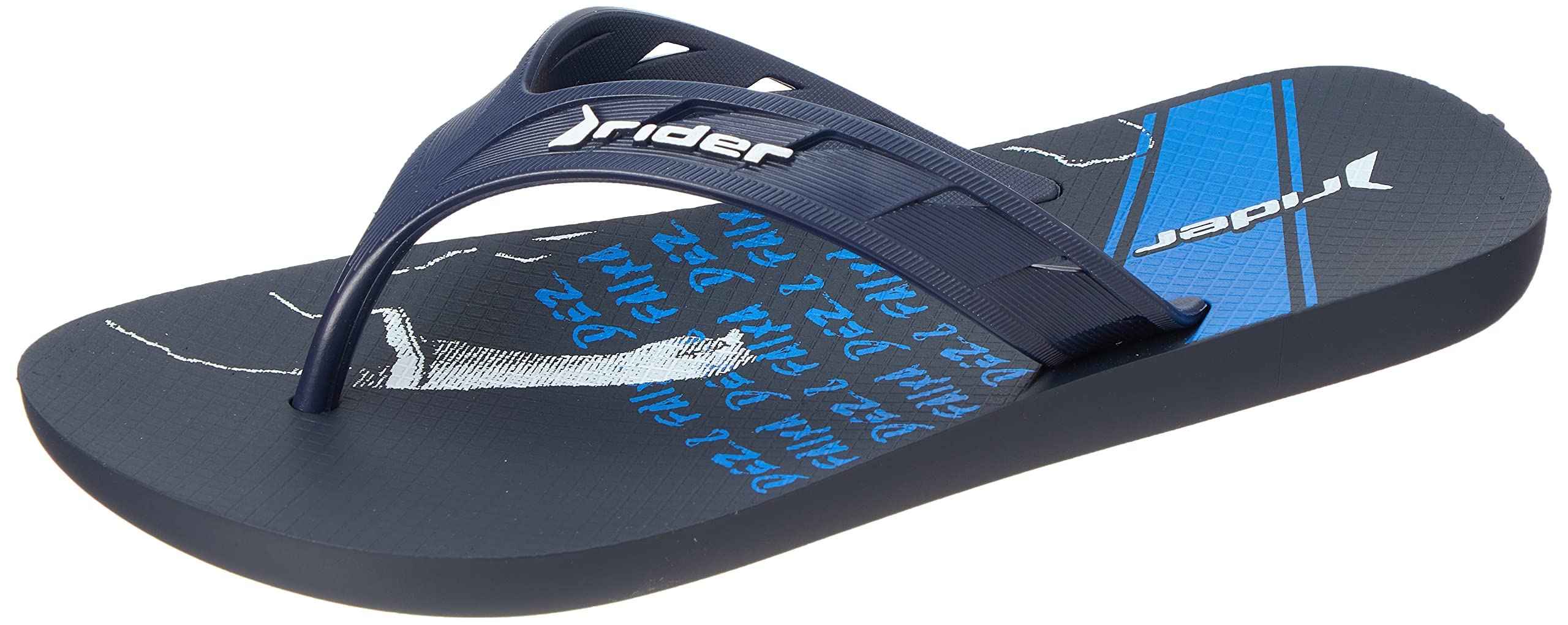 Rider Rubber Flip-Flop with Soft Padding - Black/Blue/White - Safqqa Egypt