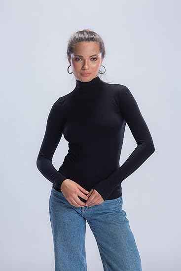 CARINA Women's Long Sleeve Microfiber High Neck Top - Safqqa Egypt