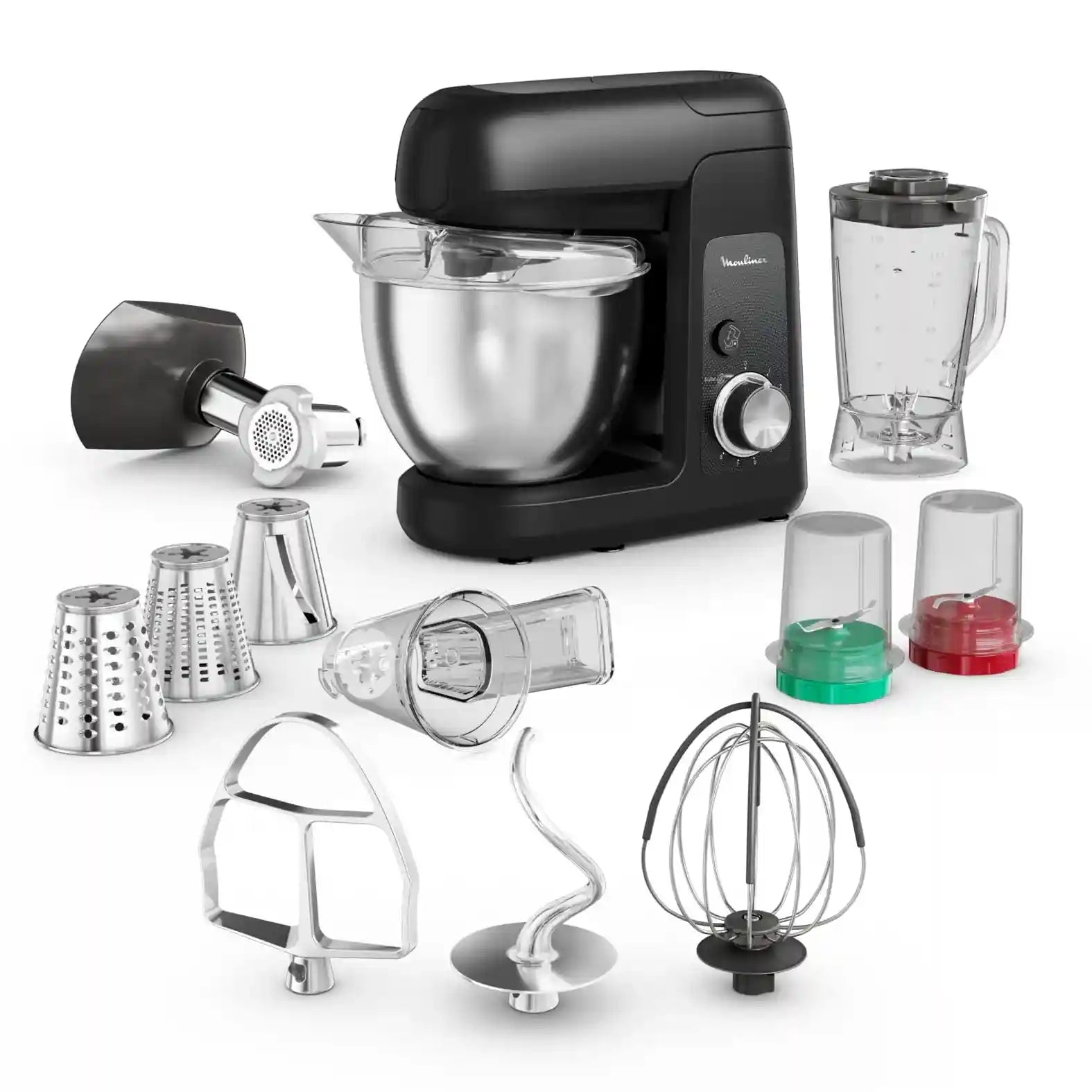 Moulinex Kitchen Machine | Bake Partner| 1100 W | Stand Mixer | 4.8 L Bowl | 8 Speeds + Pulse Function | Durable Performance | BakeGood Accessory Kit |QA525827 - Safqqa Egypt