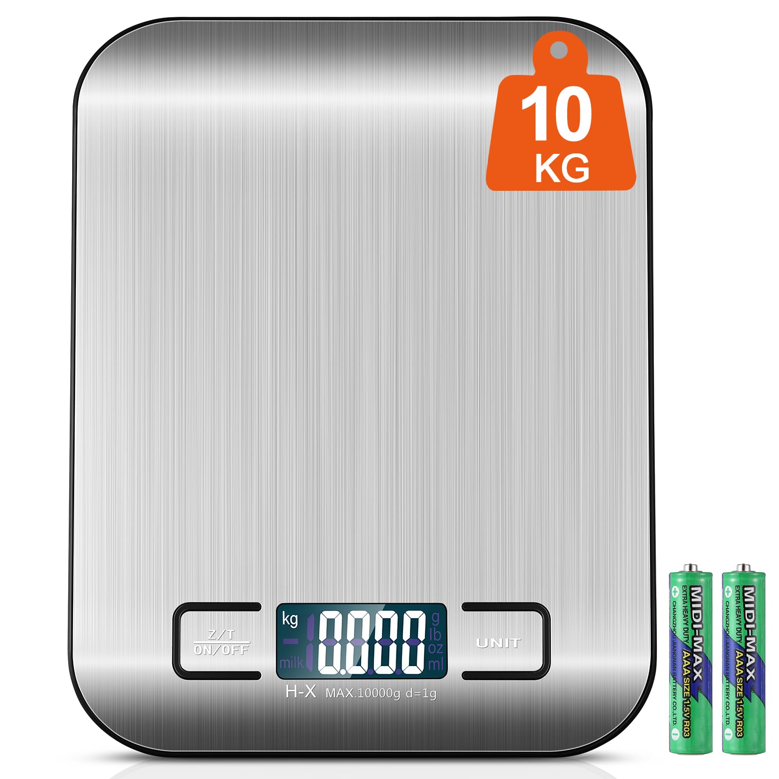 ميزان المطبخ الرقمي أداة دقيقة ومريحة للخبز والطهي والتحكم في المقادير. بسعة 10 كجم، يمكنه قياس الكميات الصغيرة والكبيرة بسهولة. توفر الشاشة LCD قراءة واضحة