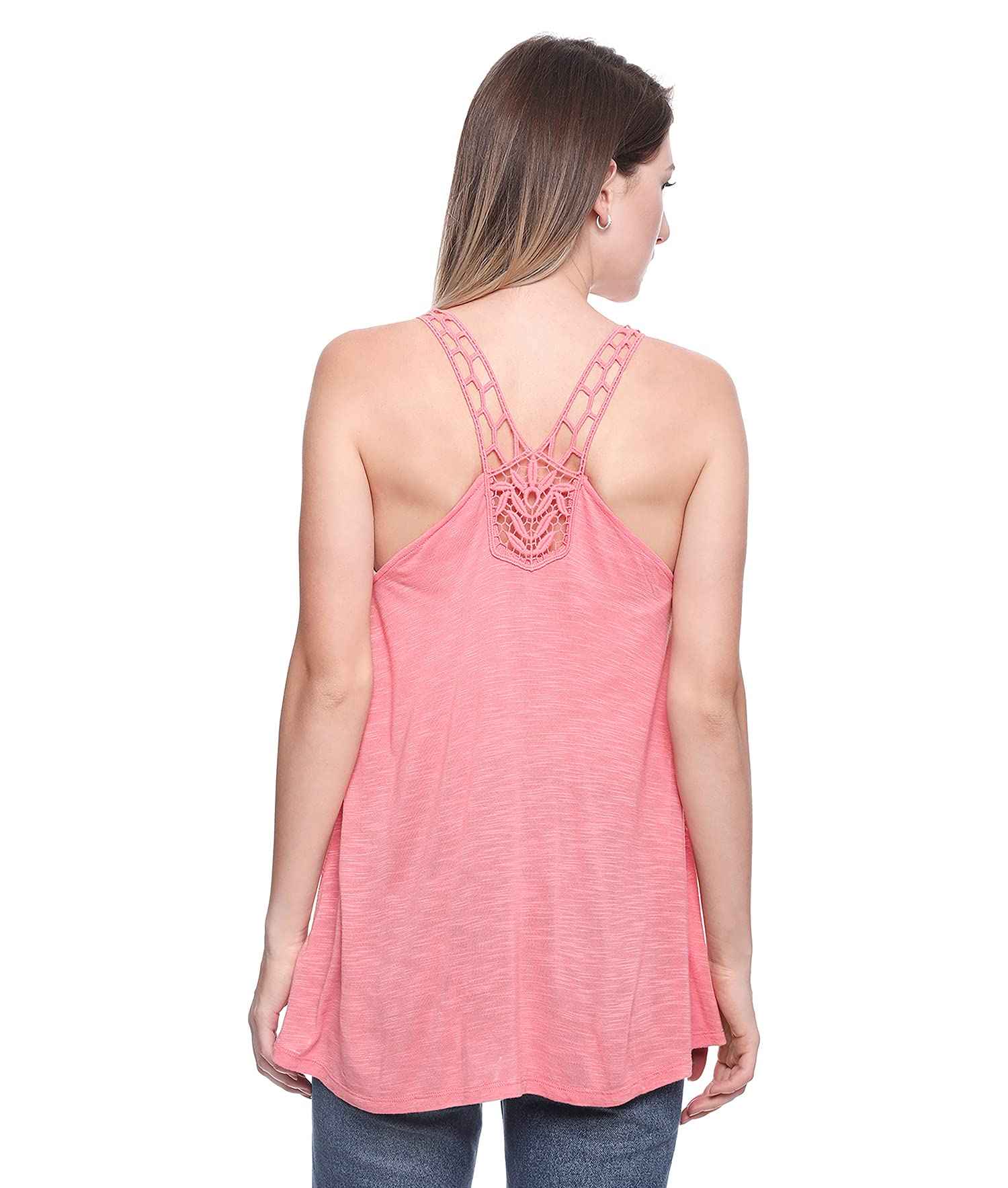 AEROPOSTALE Curved Hem Button-Front Crochet-Back Tank Top for Women - Safqqa Egypt