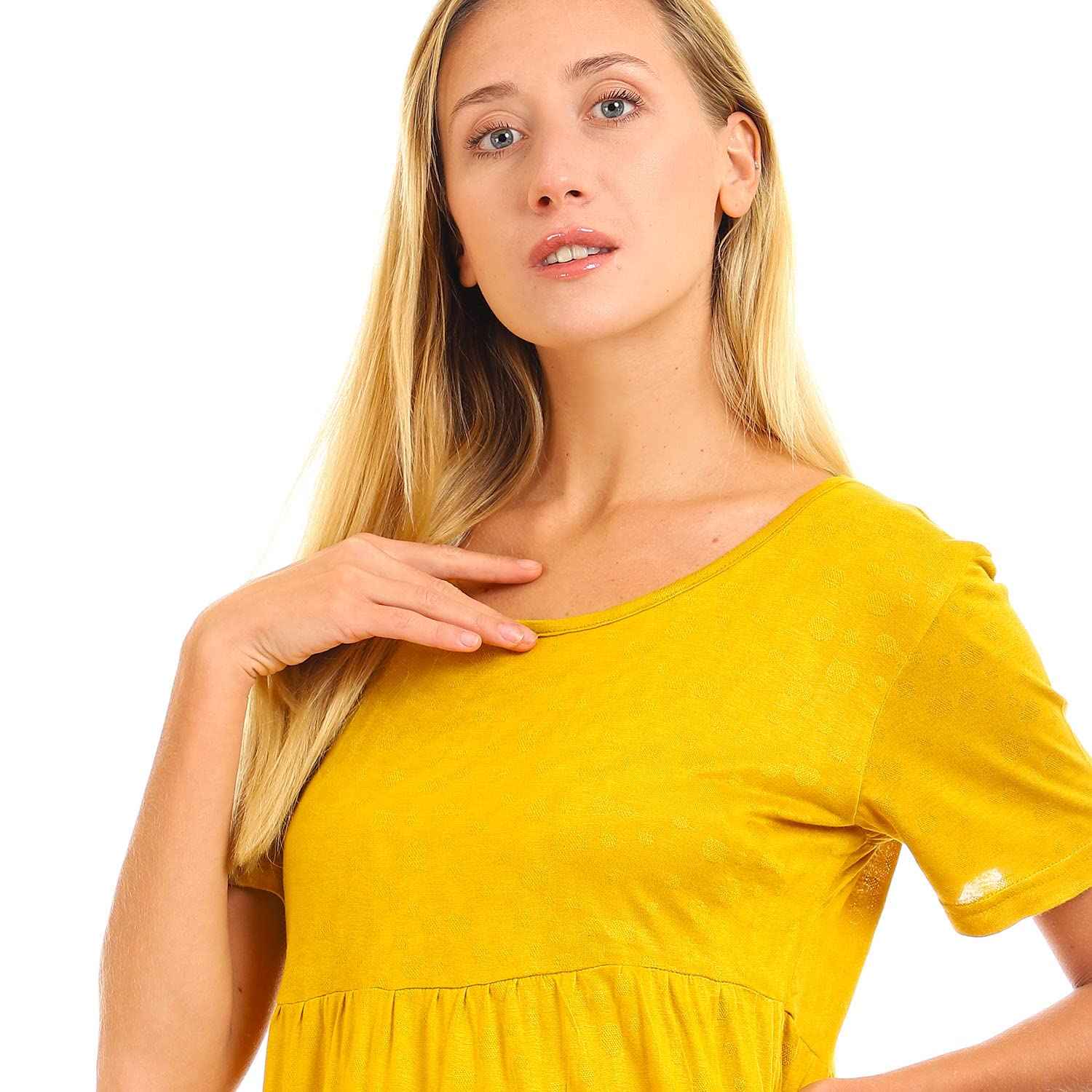 JAMILA Women Round Short Sleeves Tiered Dress DRESS - Safqqa Egypt