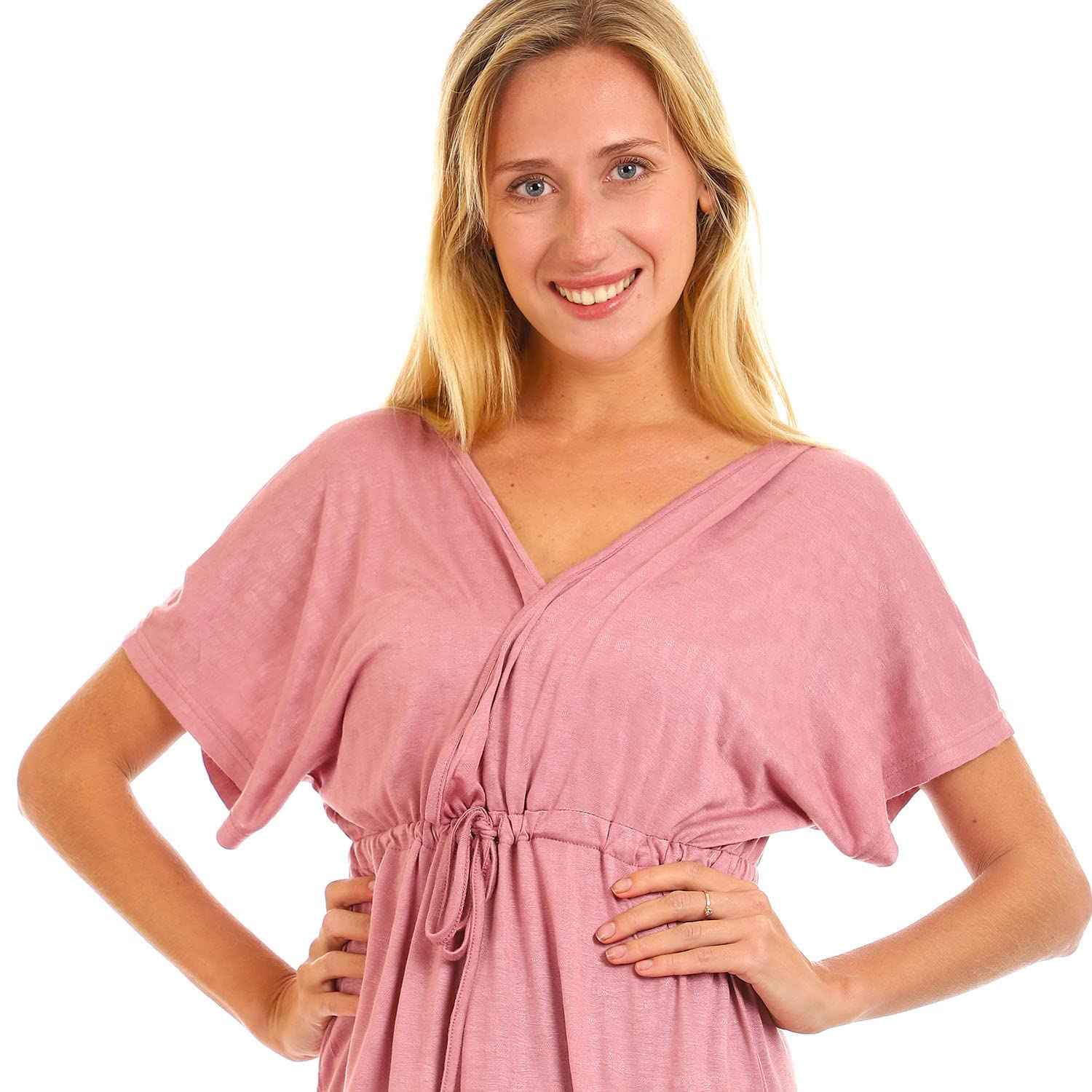 Jamila Women Deep V neck Dress With Waist Drawstring Dress - Safqqa Egypt