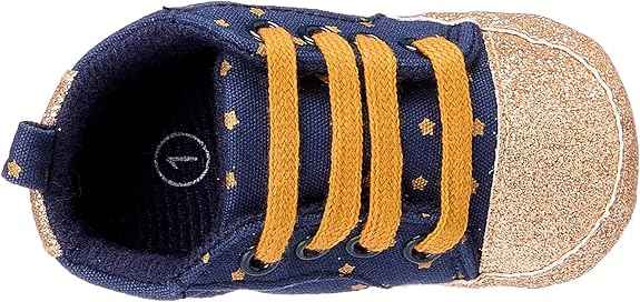 Mix & Max Two-Tone Star-Pattern Lace-Up High-Top Sneakers for Girls - Safqqa Egypt