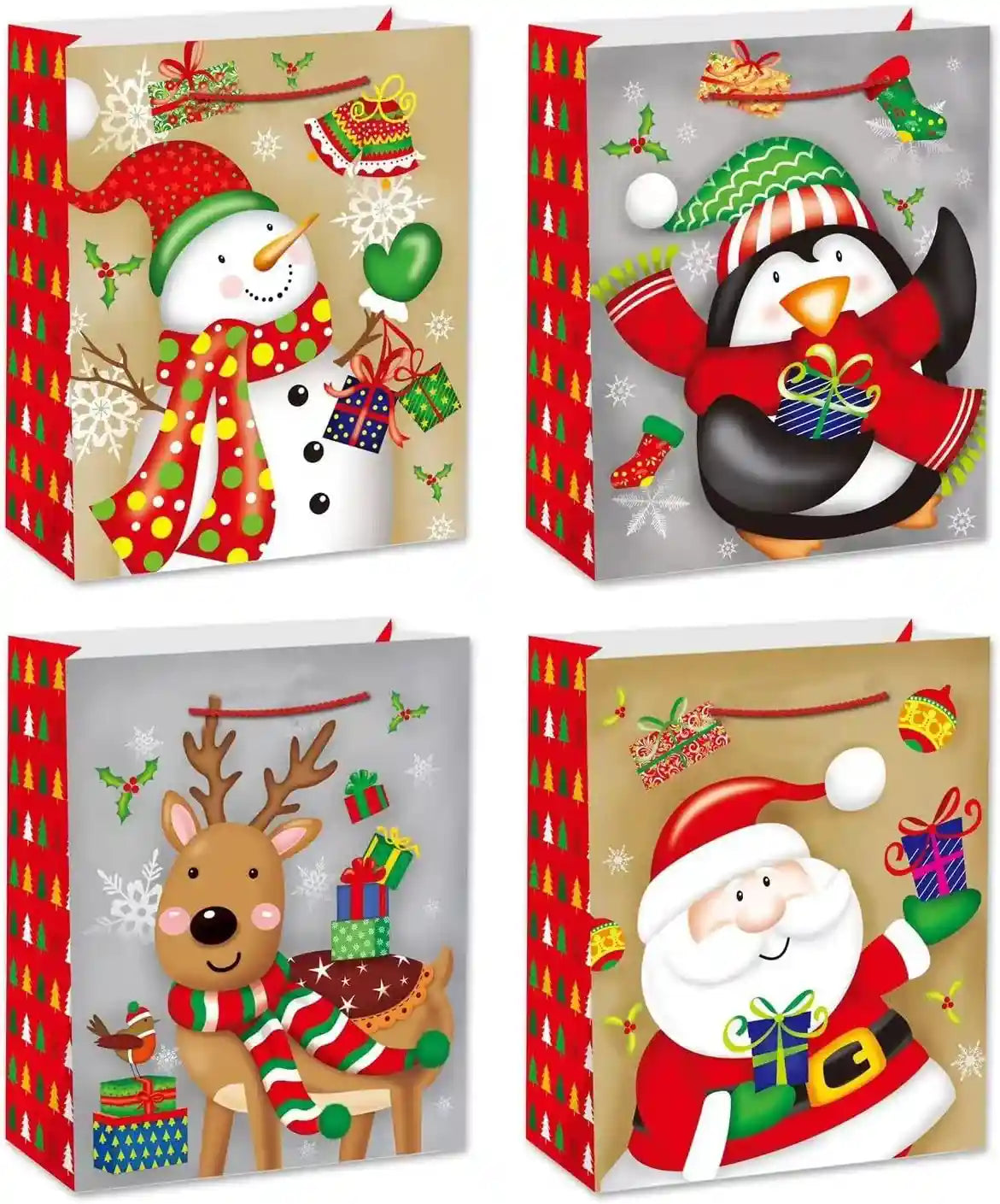 Gift Bag Xmas Design Medium 26 * 32 * 10 - Safqqa Egypt