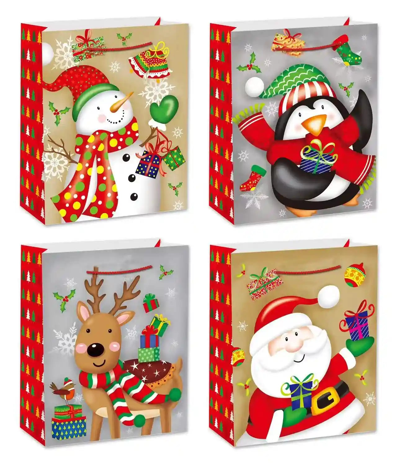 Gift Bag Xmas Design Medium 26 * 32 * 10 - Safqqa Egypt