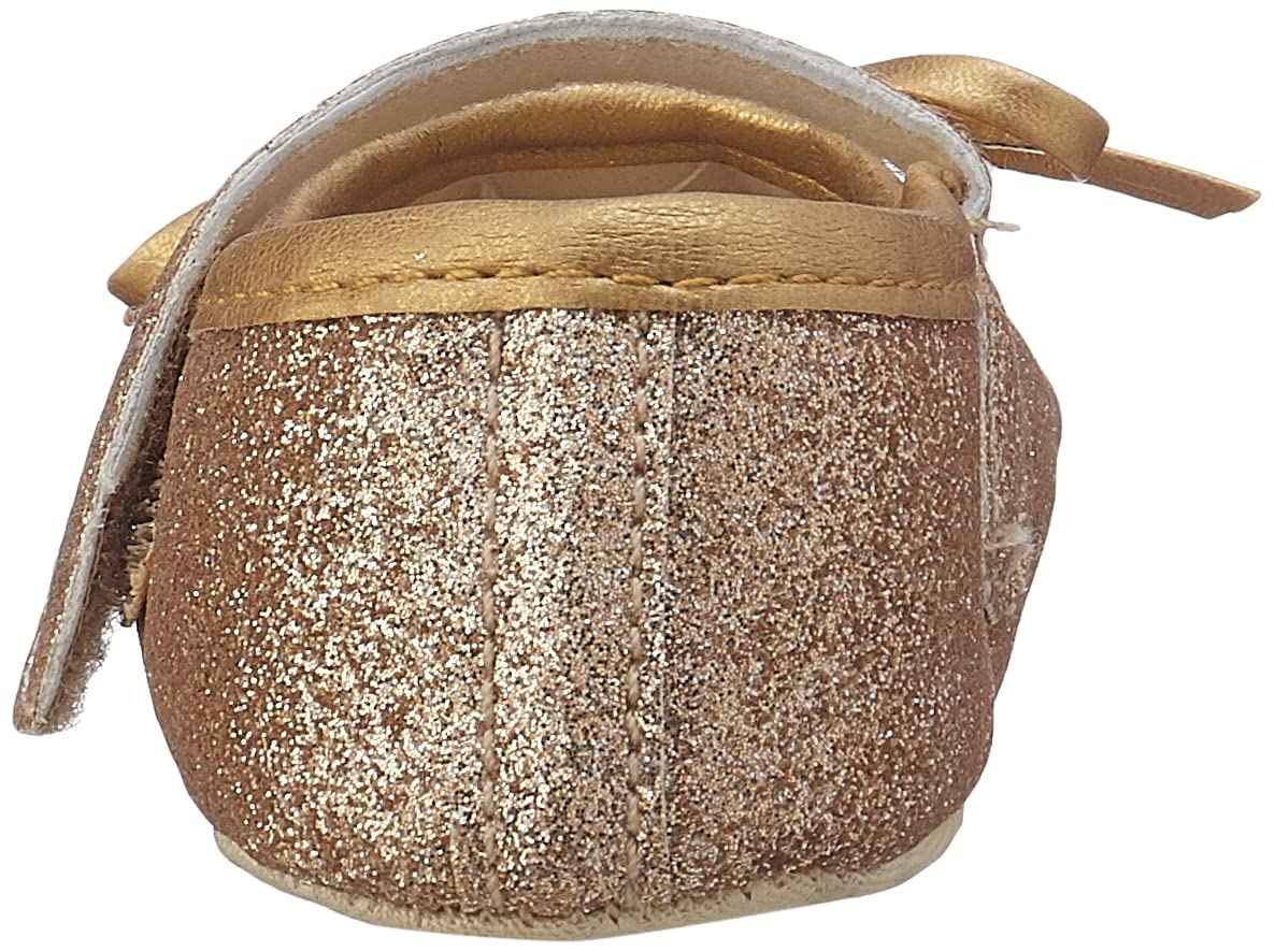 Mix & Max Metallic Bow-Detail Mary Jane Shoes for Girls - Gold, 0 - 6 Months- multi - Safqqa Egypt