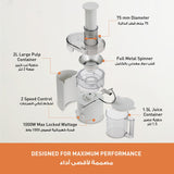 Panasonic 1000W Juicer with Full Metal spinner for Maximum Juice extraction; 2.0L Large capacity- MJ-CB100